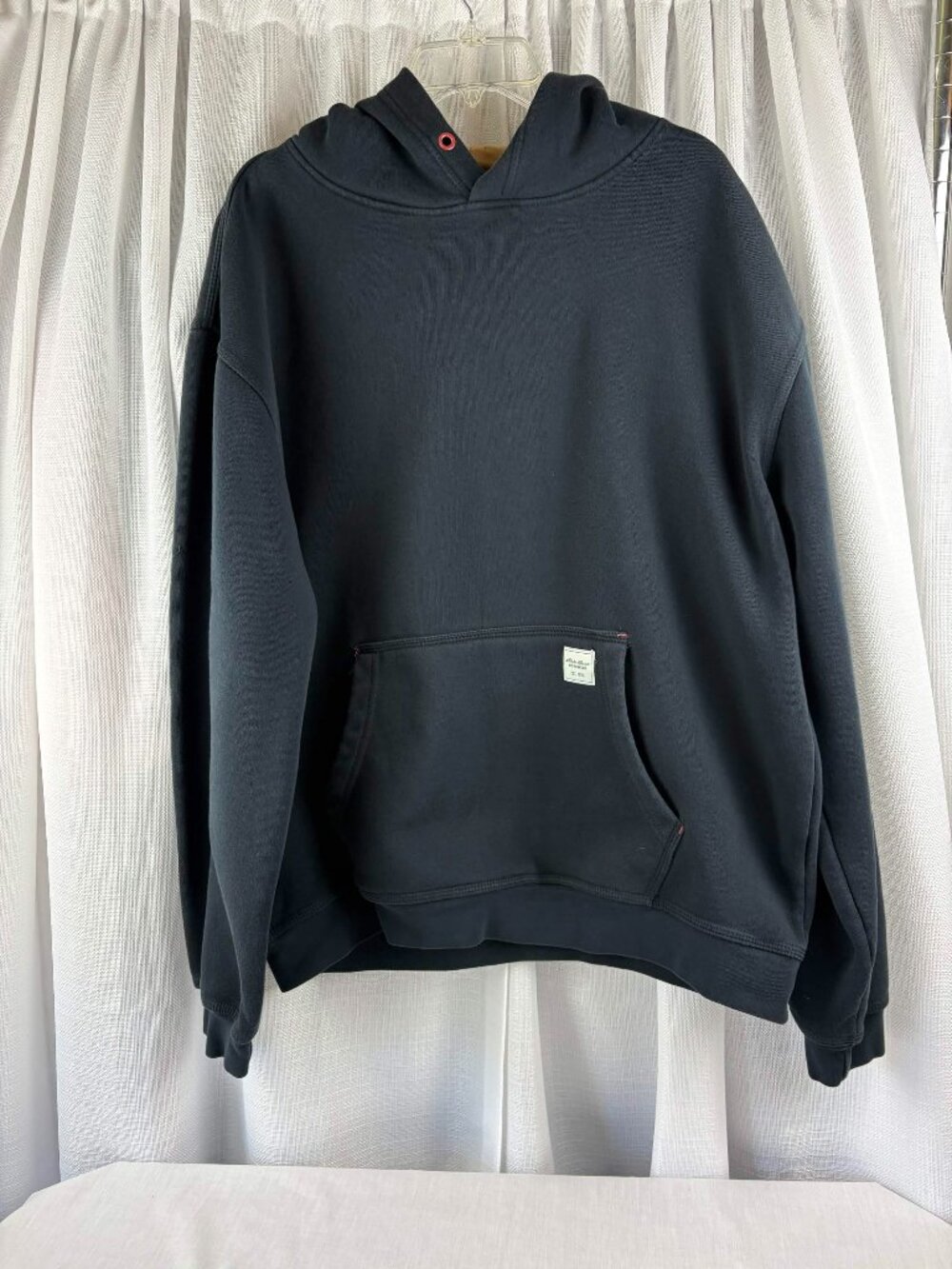 Eddie Bauer Hoodie Mens XL Black Workwear Foreman Fit Sleeve Logo Pullover